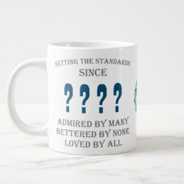 Birthday Voeg jaarnaam toe naar alle pap blauw Grote Koffiekop