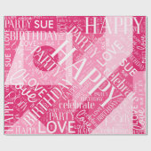 Birthday Voeg korte naam kleur roze ID274 toe Cadeaupapier (Vlak)