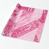 Birthday Voeg korte naam kleur roze ID274 toe Cadeaupapier (Uitgerold)