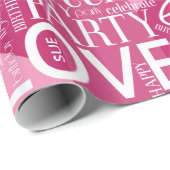 Birthday Voeg korte naam kleur roze ID274 toe Cadeaupapier (Rol Hoek)