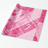 Birthday Voeg Lange naam kleurblok roze ID274 toe Cadeaupapier (Uitgerold)