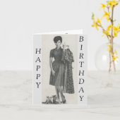 Birthday voor 'bijna gekke' kattendame kaart (Gele Bloem)