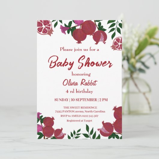 Birthday voor een meisje met Pomegranaat Rood Roze Kaart (Staand voorkant)