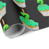 Birthday - vraagteken : kaarsen op cupcake cadeaupapier (Rol Hoek)