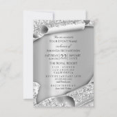 Birthday Vrijgezellenfeest 3D Grey Silver Glitter Kaart (Voorkant)