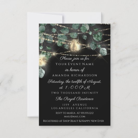 Birthday Vrijgezellenfeest Light Jar Rustic Black Kaart (Voorkant)