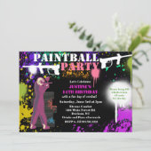Birthday vrouw Girl Paintball Kaart (Staand voorkant)