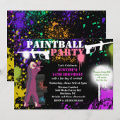 Birthday vrouw Girl Paintball Kaart (Voorkant / Achterkant)