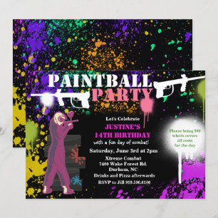 Birthday vrouw Girl Paintball Kaart