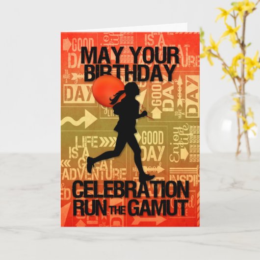 Birthday Vrouw Runner Sport Thema Kaart (Gele Bloem)