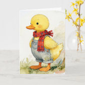 Birthday Watercolor Duck In Overalls Kaart (Gele Bloem)