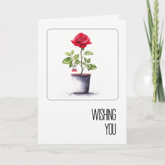 Birthday Watercolor Red Rose Bush Kaart (Voorkant)