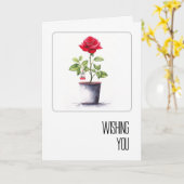 Birthday Watercolor Red Rose Bush Kaart (Gele Bloem)
