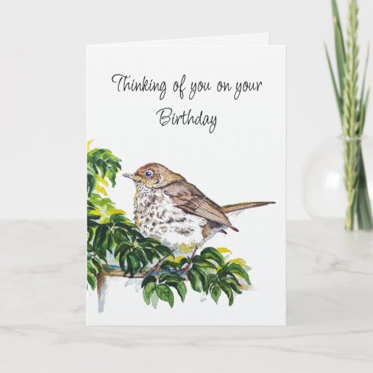 Birthday Watercolor Swainson's Thrush Bird Kaart (Voorkant)
