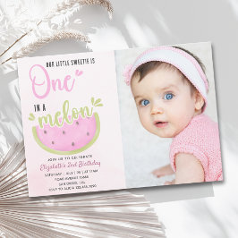 Birthday watermelon Girl one in a melon with photo Kaart