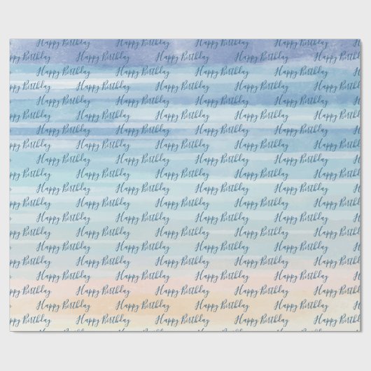 Birthday Waterverf Abstract gestreept Cadeaupapier (Vlak)