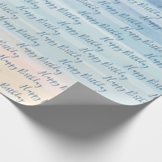 Birthday Waterverf Abstract gestreept Cadeaupapier (Hoek)