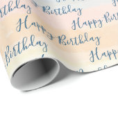 Birthday Waterverf Abstract gestreept Cadeaupapier (Rol Hoek)