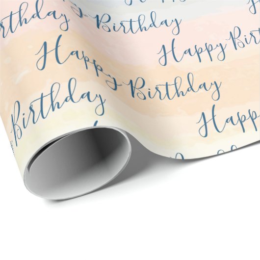 Birthday Waterverf Abstract gestreept Cadeaupapier (Rol Hoek)
