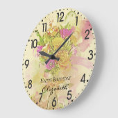 Birthday Waterverf Flower Bouquet Grote Klok (Hoek)