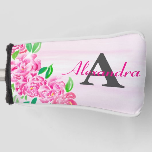 Birthday-waterverf pinda's met naam golfheadcover (Voorkant)