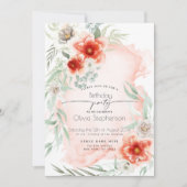 Birthday | Waterverf Scarlet Flame Floral Kaart (Voorkant)