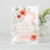 Birthday | Waterverf Scarlet Flame Floral Kaart (Staand voorkant)