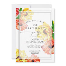 Birthday | Waterverf Yellow en Red Gerbera Daisy