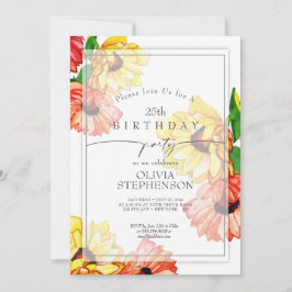 Birthday | Waterverf Yellow en Red Gerbera Daisy Kaart