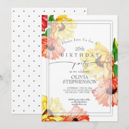 Birthday | Waterverf Yellow en Red Gerbera Daisy Kaart
