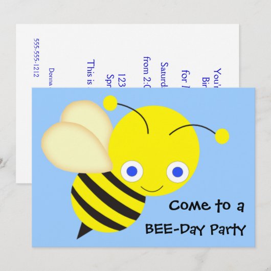 Birthday-wedstrijd Honey Bee Kaart (Voorkant / Achterkant)