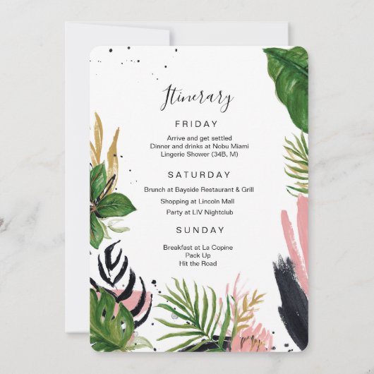 Birthday Weekend Itinerary Uitnodiging (Achterkant)