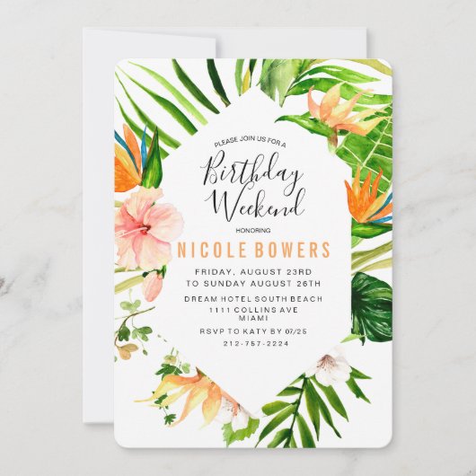 Birthday Weekend Itinerary Uitnodiging (Voorkant)