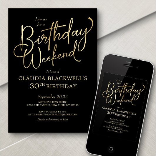 Birthday Weekend Itinerary Uitnodiging