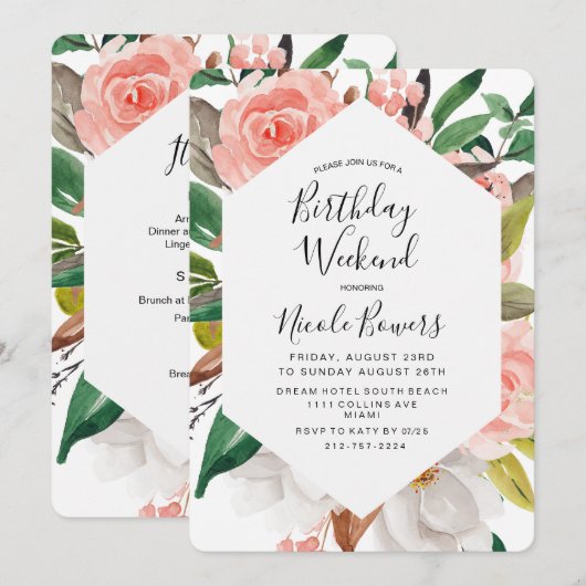 Birthday Weekend Itinerary Uitnodiging (Voorkant / Achterkant)