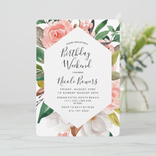 Birthday Weekend Itinerary Uitnodiging (Staand voorkant)