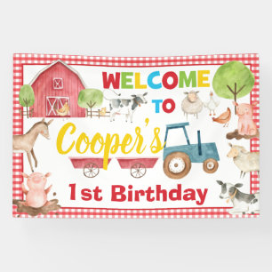 Birthday Welkomstachtergrond van boerderijdieren Spandoek