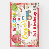 Birthday Welkomstachtergrond van boerderijdieren Spandoek (Verticaal)