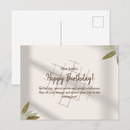 Birthday Wenskaart Briefkaart (Voorkant / Achterkant)