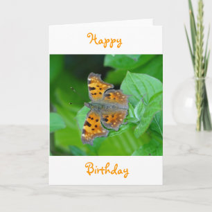 Birthday wenskaart oranje vlinder kaart