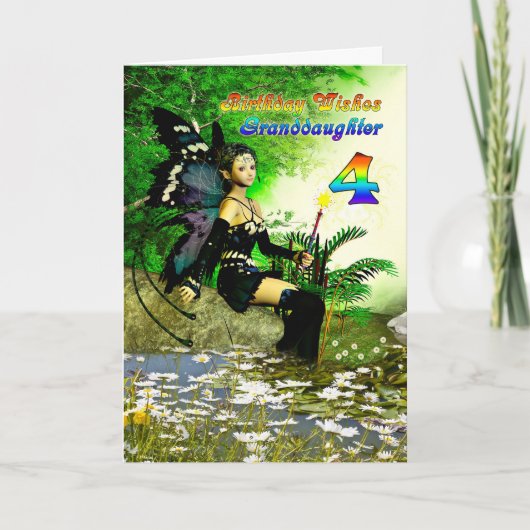 Birthday wenst kleindochter 4 jaar oud te krijgen  kaart (Voorkant)