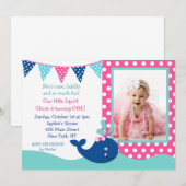 Birthday Whale Invitations for girl Kaart (Voorkant / Achterkant)