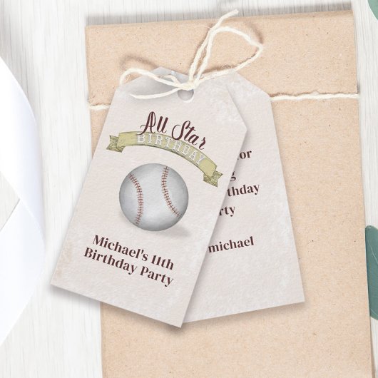 Birthday Whimsical Baseball All Star Party Cadeaulabel