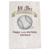 Birthday  Whimsical Baseball All Star Party Medium Cadeauzakje (Voorkant)