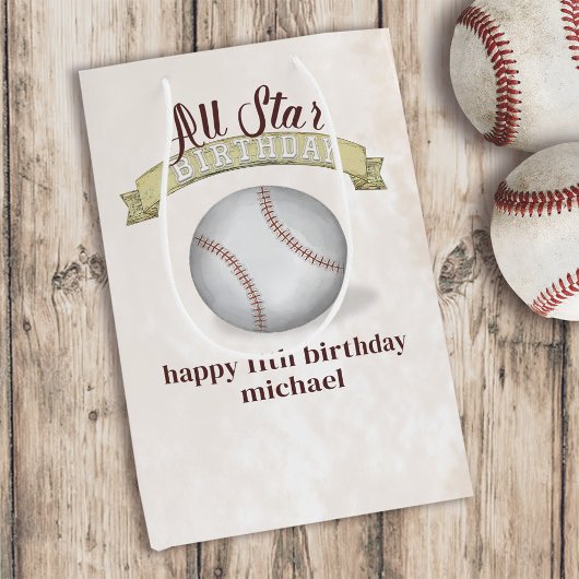 Birthday  Whimsical Baseball All Star Party Medium Cadeauzakje