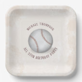 Birthday  Whimsical Baseball All Star Party Papieren Bordje (Voorkant)