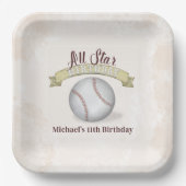 Birthday Whimsical Baseball All Star Party Papieren Bordje (Voorkant)