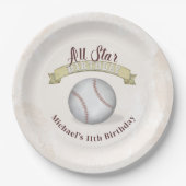 Birthday  Whimsical Baseball All Star Party Papieren Bordje (Voorkant)
