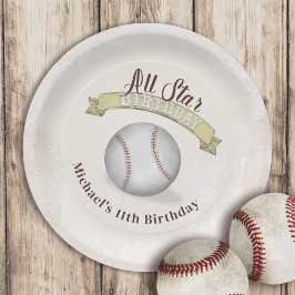 Birthday Whimsical Baseball All Star Party Papieren Bordje