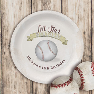 Birthday Whimsical Baseball All Star Party Papieren Bordje